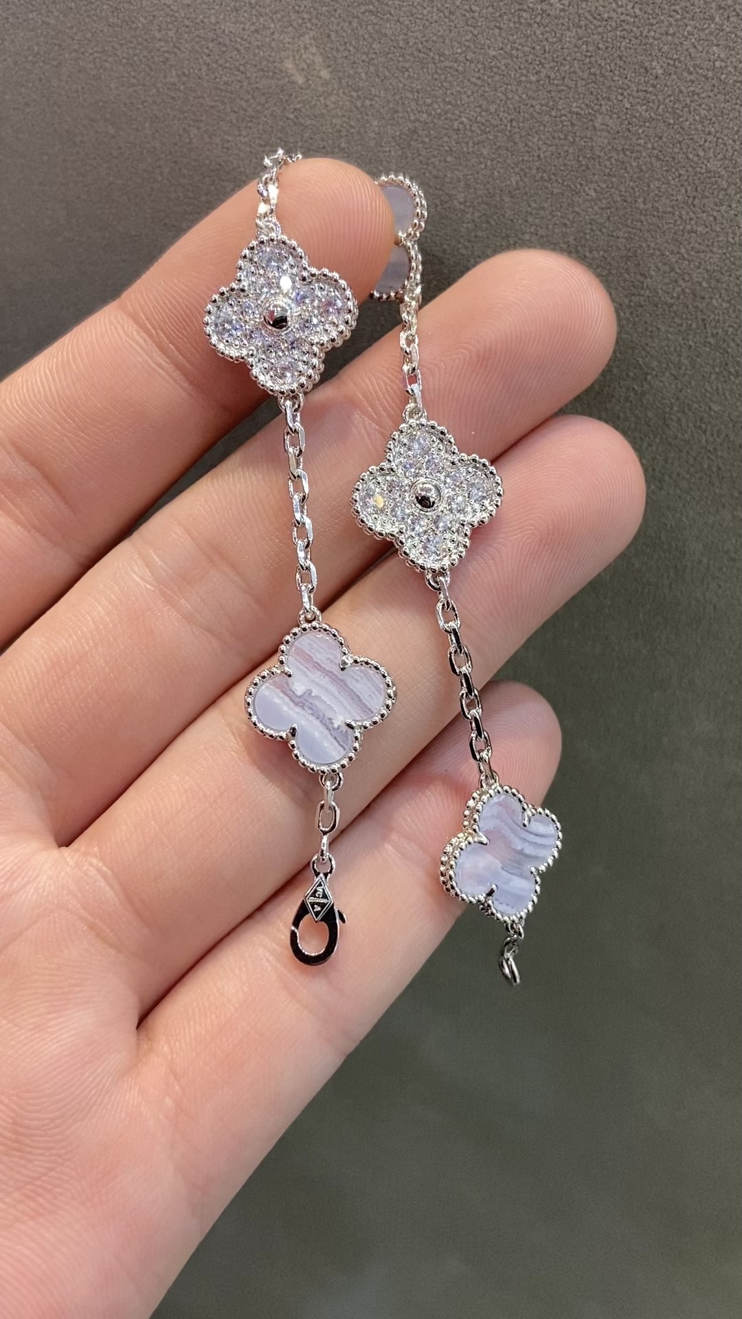 Van Cleef & Arpels vca简钻紫玉髓五花手链 对版cnc扣
