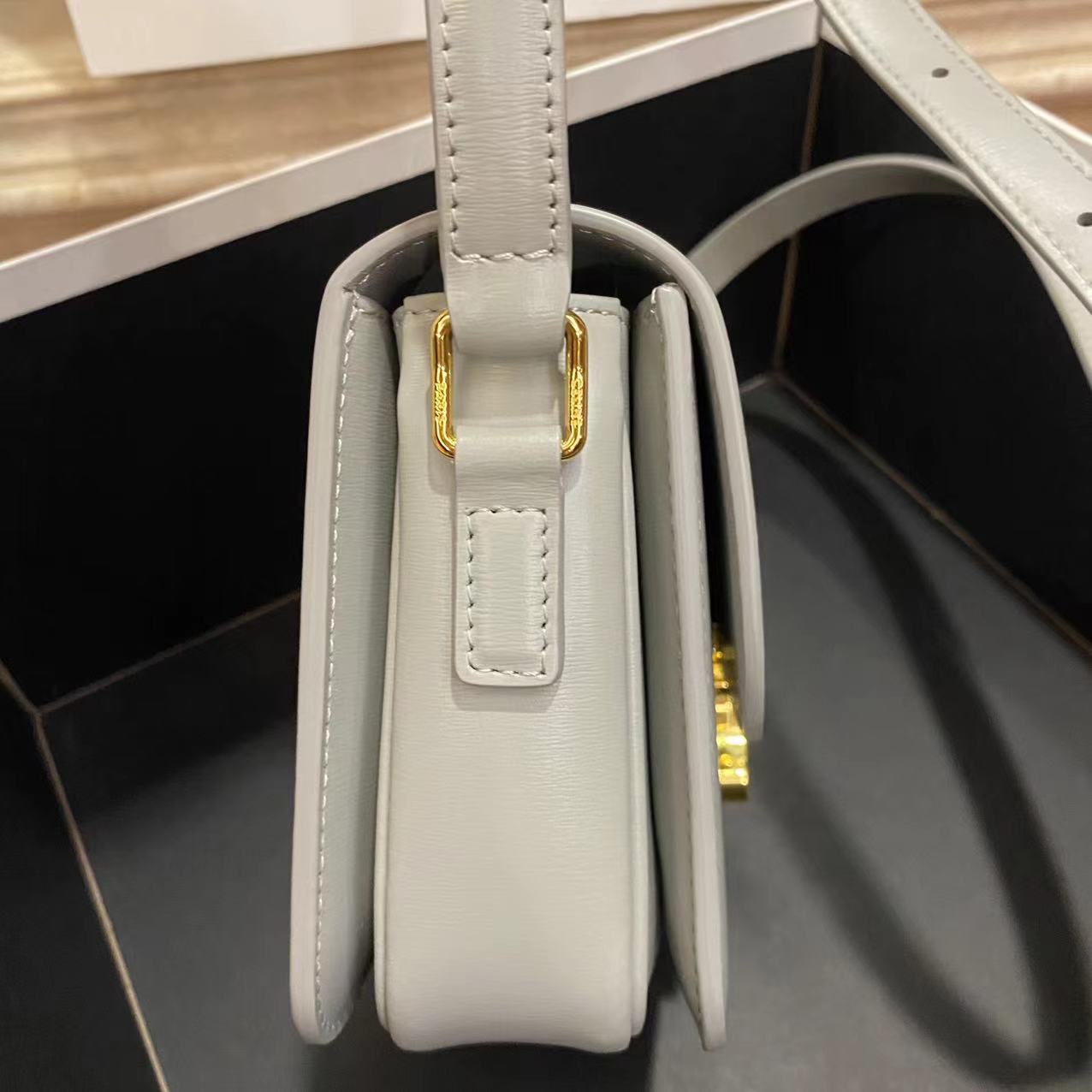 Celine Teen Triomphe Bag - Crossbody, Shoulder Bag - Gray Leather 4 a1668061464697 7865