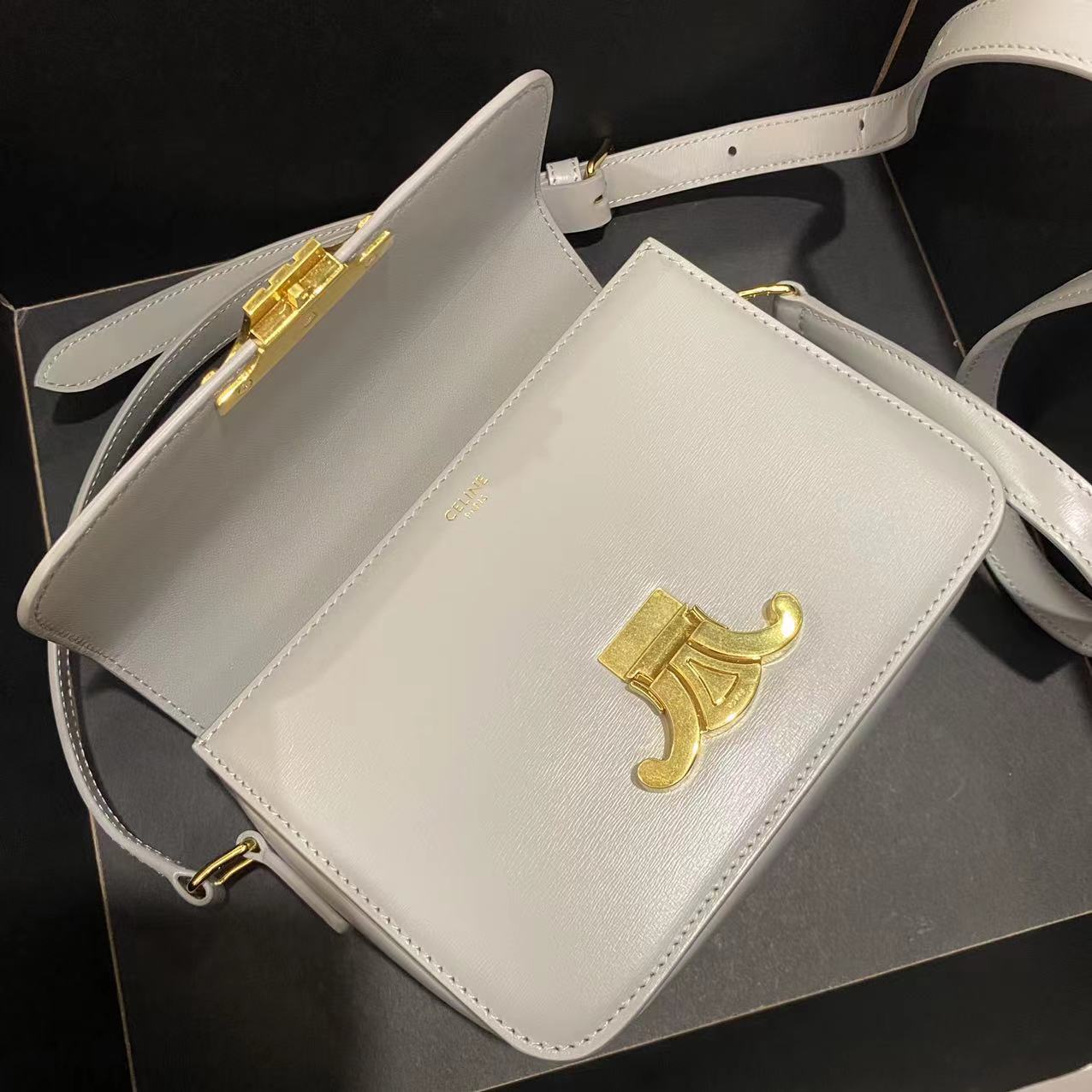 Celine Teen Triomphe Bag - Crossbody, Shoulder Bag - Gray Leather 7 a1668061464698 4334
