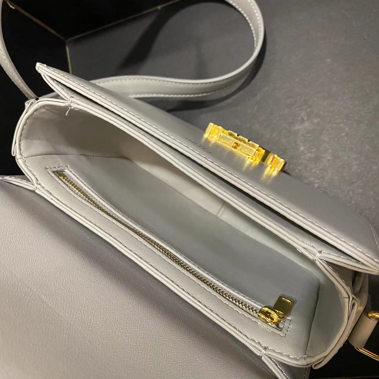 Celine Teen Triomphe Bag - Crossbody, Shoulder Bag - Gray Leather 8 a1668061464699 3052