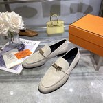 Hermes Kelly Shoes Loafers Cowhide Genuine Leather Sheepskin