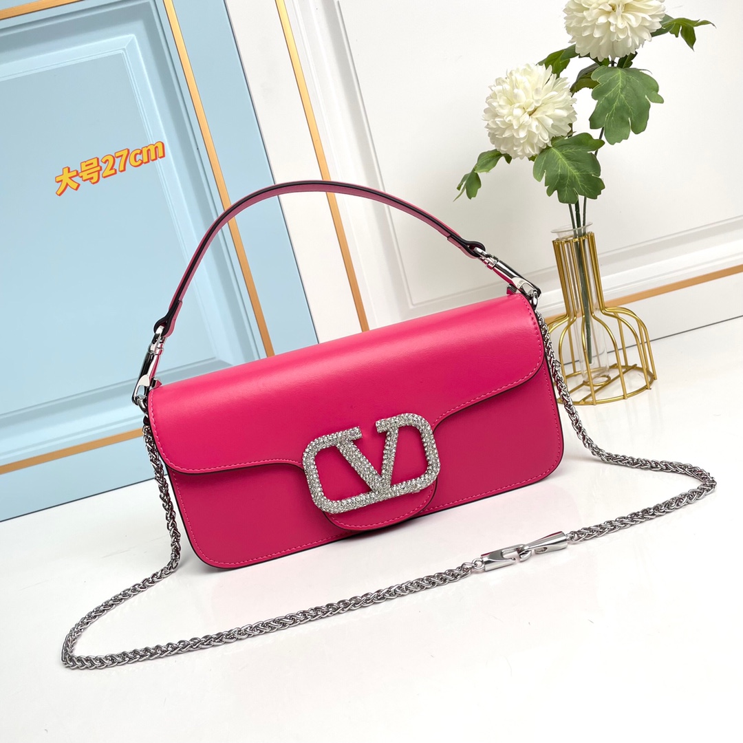 大号【配礼盒】🎁VALENTINO MINI LOCÒ仿水晶装饰手袋-VLogo Signature施华
