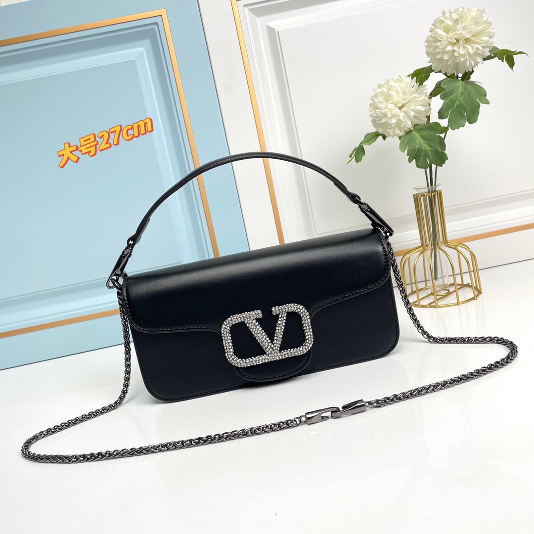 大号【配礼盒】🎁VALENTINO MINI LOCÒ仿水晶装饰手袋-VLogo Signature施华