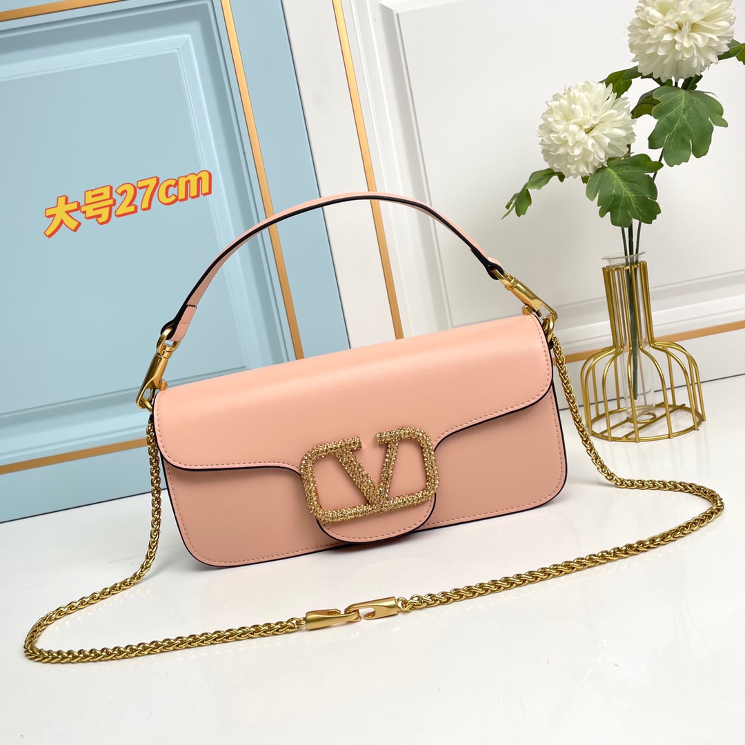 大号【配礼盒】🎁VALENTINO MINI LOCÒ仿水晶装饰手袋-VLogo Signature施华