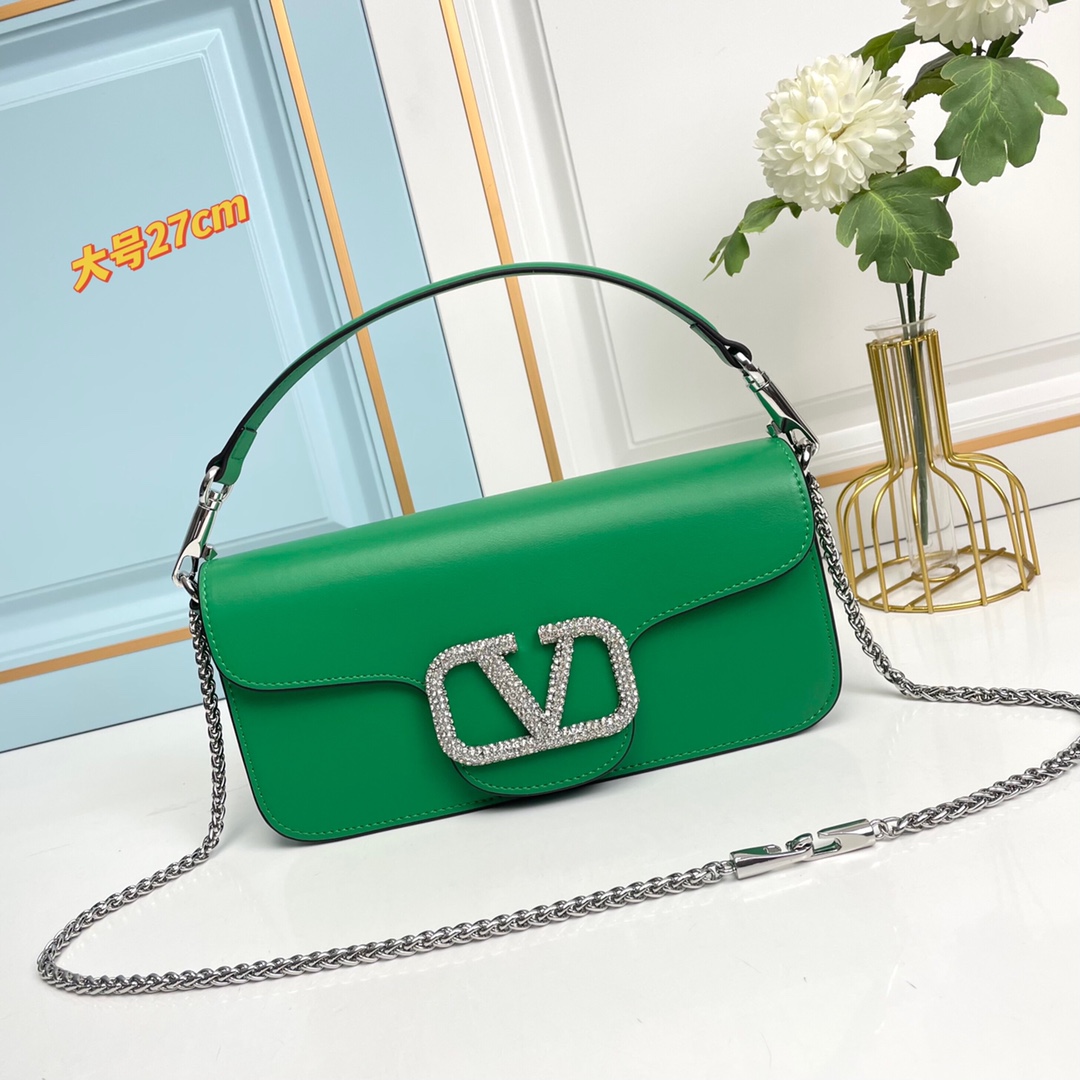 大号【配礼盒】🎁VALENTINO MINI LOCÒ仿水晶装饰手袋-VLogo Signature施华