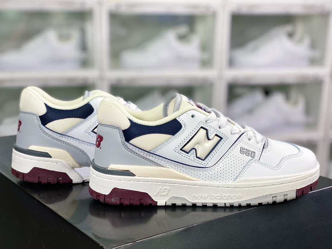 NB BB550 series classic retro low top casual sports basketball shoes ”stitching white, black and gray” BB550NCA