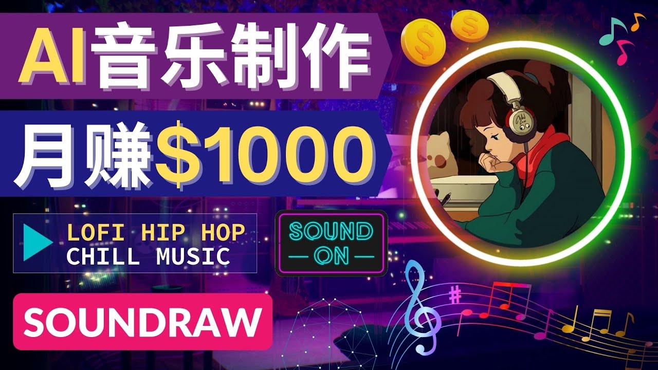 【网赚上新】043.无需任何音乐基础： 即可使用AI软件制作Lofi Hip Hop Chill Music 月赚1000美元
