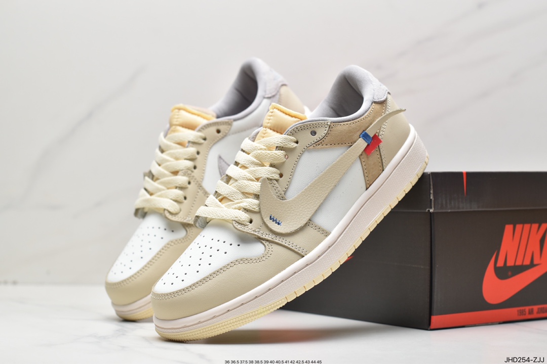 Head layer Air Jordan 1 Low x Off-White Custom low-top beige joint name CZ0790-102