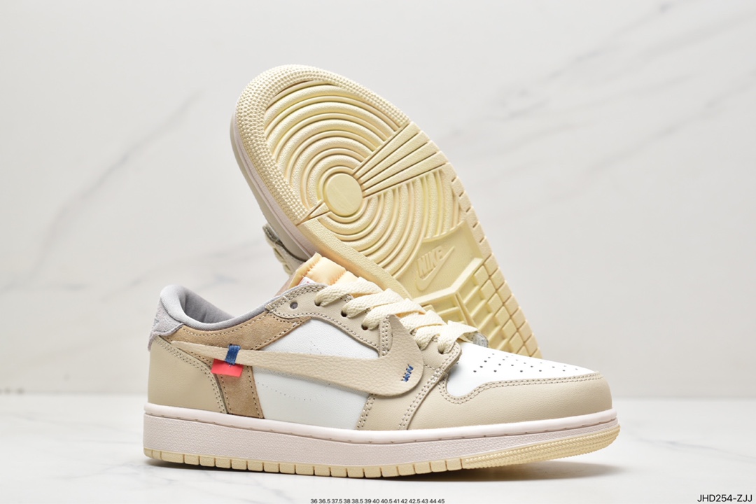 Head layer Air Jordan 1 Low x Off-White Custom low-top beige joint name CZ0790-102