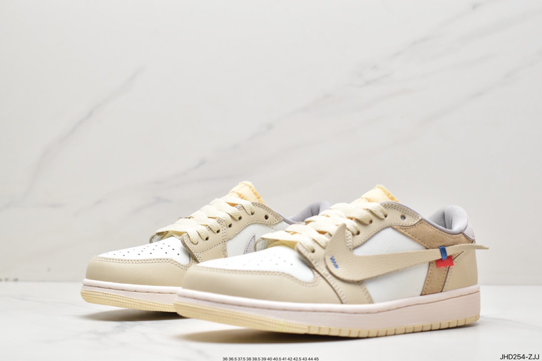 Head layer Air Jordan 1 Low x Off-White Custom low-top beige joint name CZ0790-102