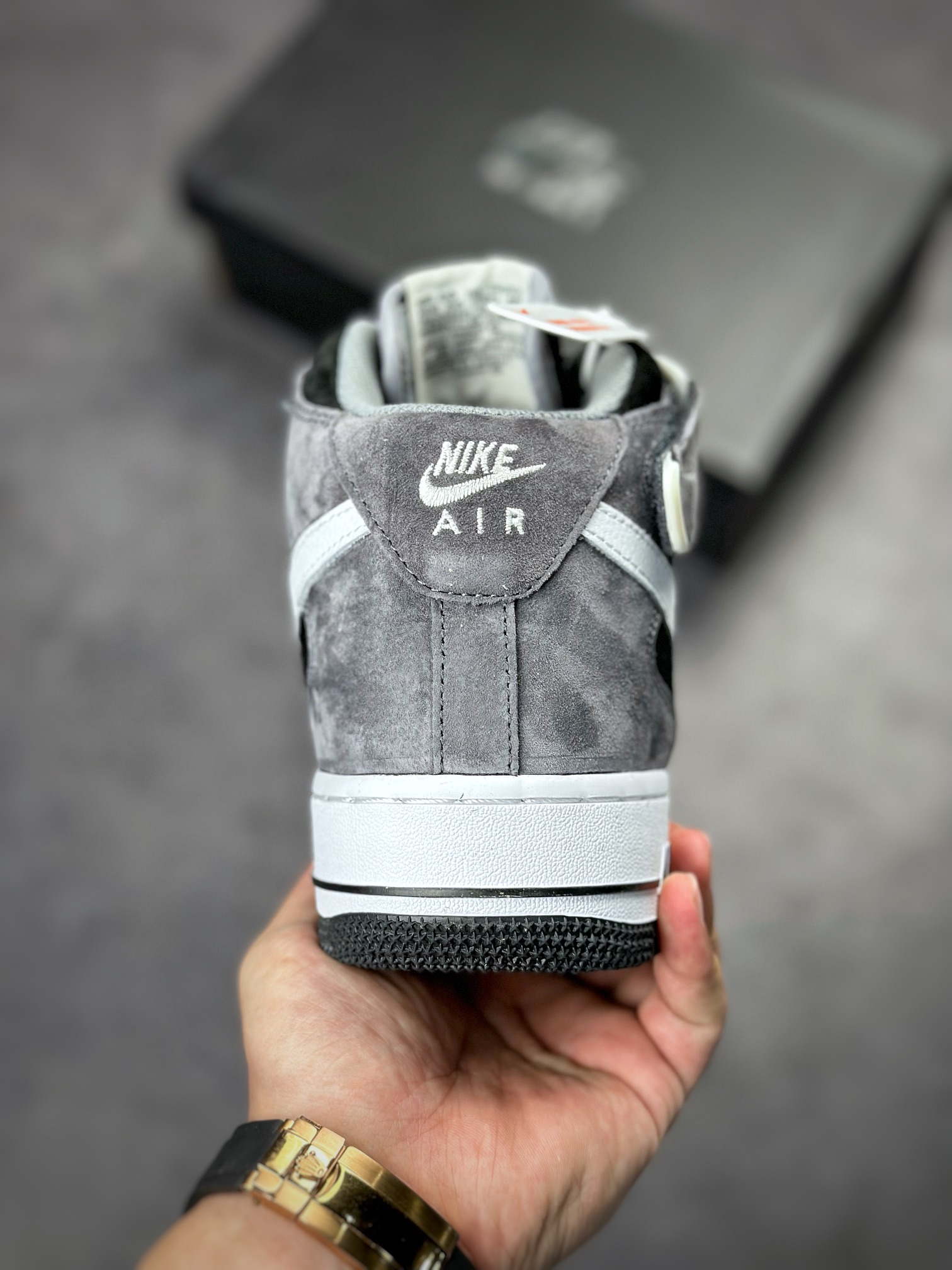 Nike Air Force 1 Mid gray black suede QT3369-996