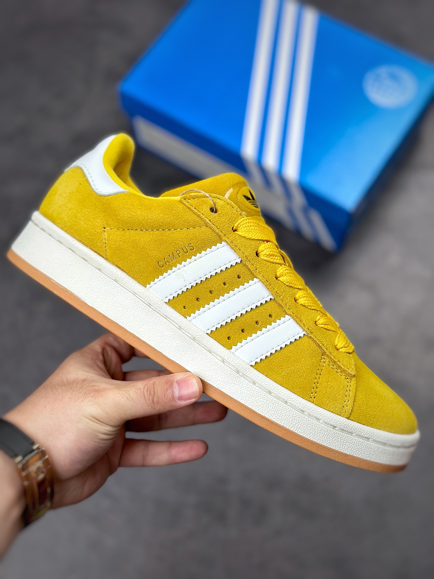 Adidas Campus 00s lemon yellow and white retro trend casual bread shoes HR1466