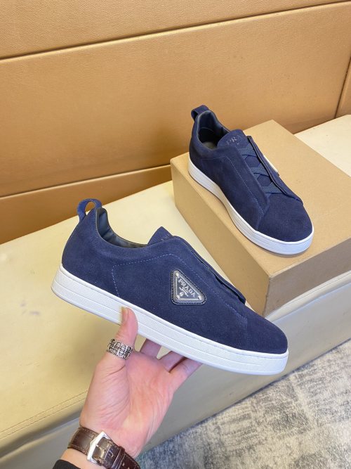 Prada Men's Suede Leather Slip-On Sneakers Casual Loafers,Blue, Size 38-44 1 Prada Men's Suede Leather Slip-On Sneakers Casual Loafers,Blue, Size 38-44