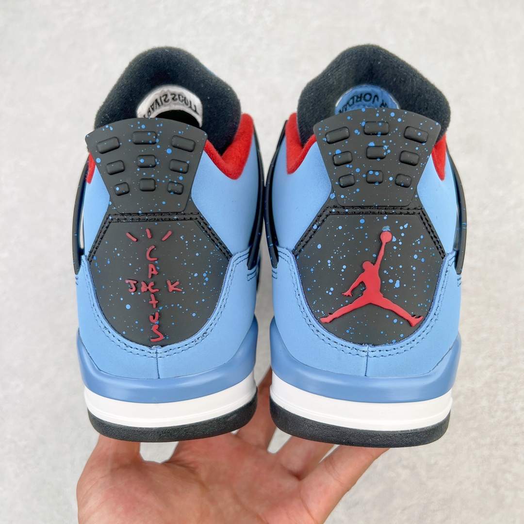 图片[8]-零售💰260 ＃KZ神版福利回馈‼Travis Scott x Air Jordan AJ4 TS联名冰蓝 308497-406 独家外贸特供尺码含 45.5 49.5 50.5 国内外口碑最好最推荐的产品 市场中端王者 亲自操刀耗时半年巨作 全套原纸板楦头开发 确保原汁原味 完美呈现四代版型 一比一鞋头弧度高度鞋身弧度 此版本只针对中端市场 皮料材质有所更替 其他数据细节工艺流程均保持一致 绝不口嗨 细节品控鞋型随意秒杀市面3XX 4XX 原厂TPU网格鞋带扣 正确内里网布 菱角分明不变形无多余毛边 柔软性质感一致于原鞋 市场唯一原厂鞋扣模具 背面可见隐藏注塑口 原厂织唛标 原厂飞人电绣工艺 尾指中部跳三针 独家绑鞋带手法 印刷中底布 四线拉帮 米色美纹纸贴合固定 进口港宝加持 后跟自然饱满 全鞋荧光划线卡点 追求极致完美 每一双都是工艺品 多重QC质检 超越公司货的品控标准 实实在在的免检产品 尺码：40 40.5 41 42 42.5 43 44 44.5 45 45.5 46 47.5 48.5 49.5 50.5 编码：by2936060-运动鞋