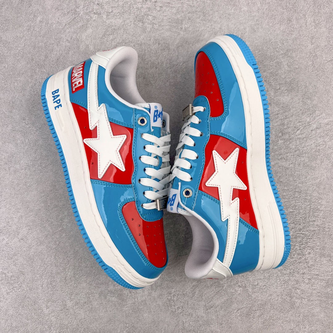 图片[3]-＃C版纯原 Marvel x Bape Sta To Low 猿人头经典低帮运动休闲板鞋 漫威超级英雄联名 钢铁侠、美队、绿巨人、黑寡妇、雷神、浣熊 全套原纸板楦头开发 确保原汁原味 市场最完美低趴版型 一比一鞋头弧度高度鞋身弧度 外贸平台指定订单 匠心打造 开发时长超过半年 独家私模磨具冲刀加持 原厂特供皮料光泽色卡零偏差 内里均采用市场最好的超软原厂填充棉 原数据进口机台高频印压LOGO 最高QC检验标准 控制溢胶瑕疵 深浅定位均保持zp一致 中底嵌入Ortholite缓震材质 全套原包装 包含猿人logo 定制防尘袋 尺码：36 36.5 37 38 38.5 40 40.5 41 42 42.5 43 44 44.5 45 46-选品中心