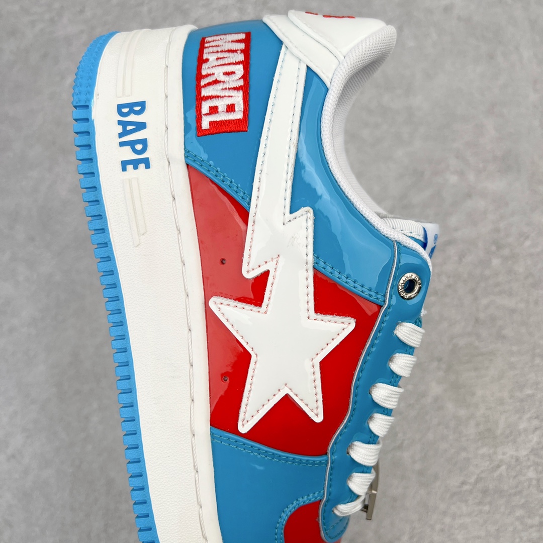 图片[6]-＃C版纯原 Marvel x Bape Sta To Low 猿人头经典低帮运动休闲板鞋 漫威超级英雄联名 钢铁侠、美队、绿巨人、黑寡妇、雷神、浣熊 全套原纸板楦头开发 确保原汁原味 市场最完美低趴版型 一比一鞋头弧度高度鞋身弧度 外贸平台指定订单 匠心打造 开发时长超过半年 独家私模磨具冲刀加持 原厂特供皮料光泽色卡零偏差 内里均采用市场最好的超软原厂填充棉 原数据进口机台高频印压LOGO 最高QC检验标准 控制溢胶瑕疵 深浅定位均保持zp一致 中底嵌入Ortholite缓震材质 全套原包装 包含猿人logo 定制防尘袋 尺码：36 36.5 37 38 38.5 40 40.5 41 42 42.5 43 44 44.5 45 46-选品中心