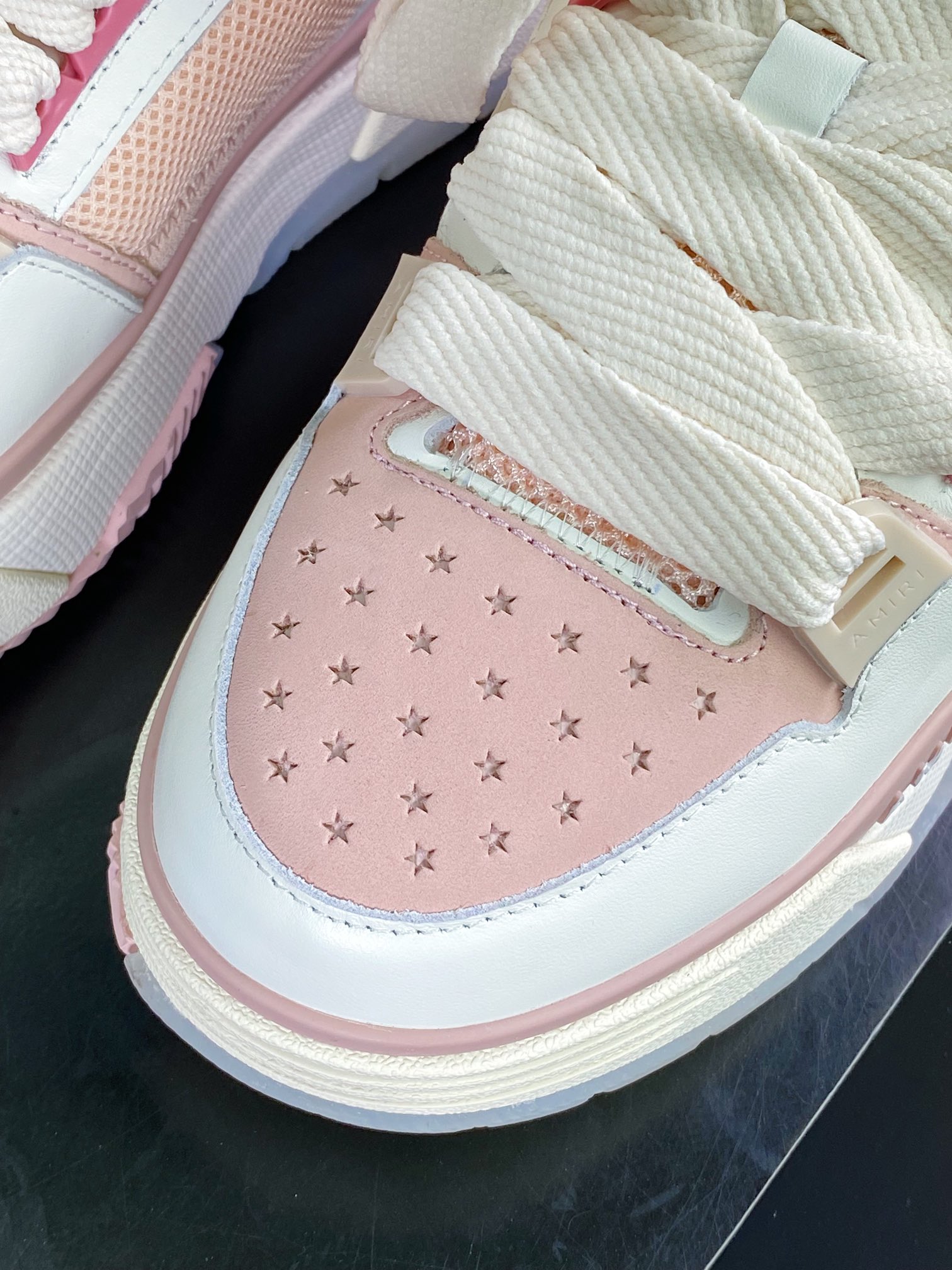 High luxury brand Amir/Amiri Stadium Low-Top Sneakers Sports Series ”Leather White Light Pink” 0400016250760