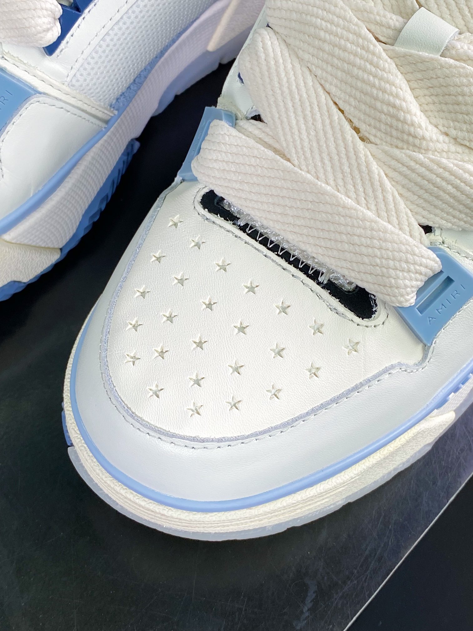 Amiri Stadium Low-Top Sneakers Sports Series Low Top Sneakers ”Leather White Light Blue” 0400016250759