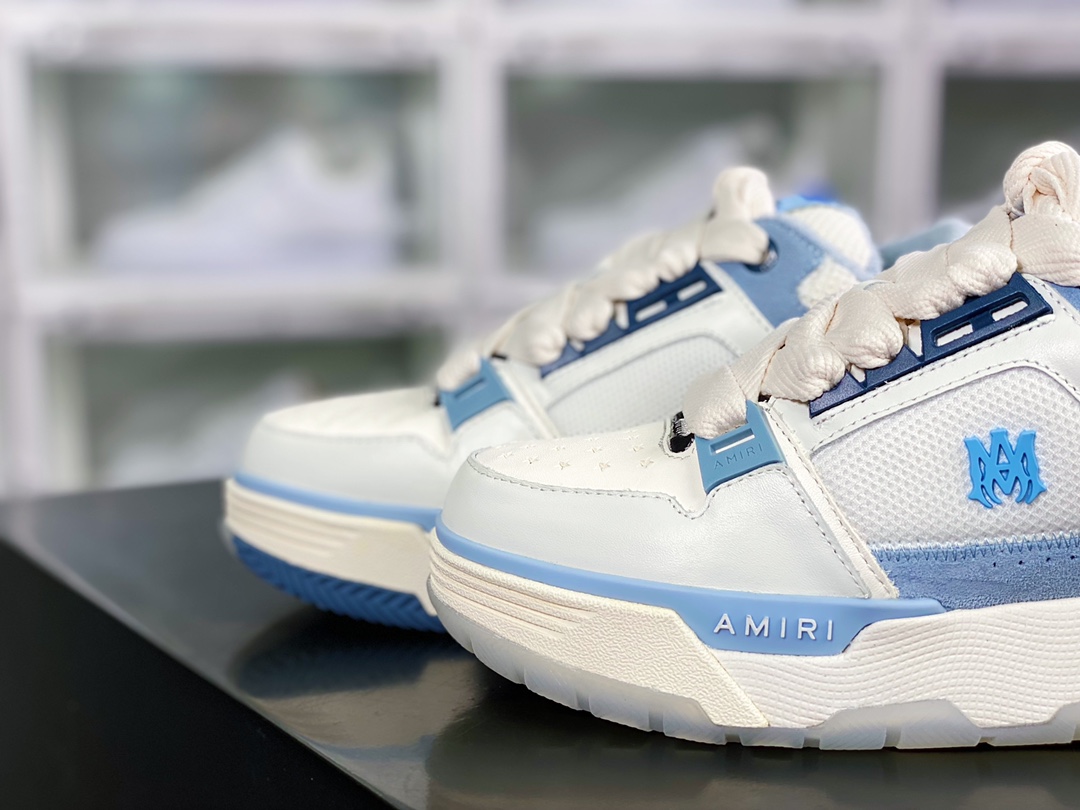 Amiri Stadium Low-Top Sneakers Sports Series Low Top Sneakers ”Leather White Light Blue” 0400016250759