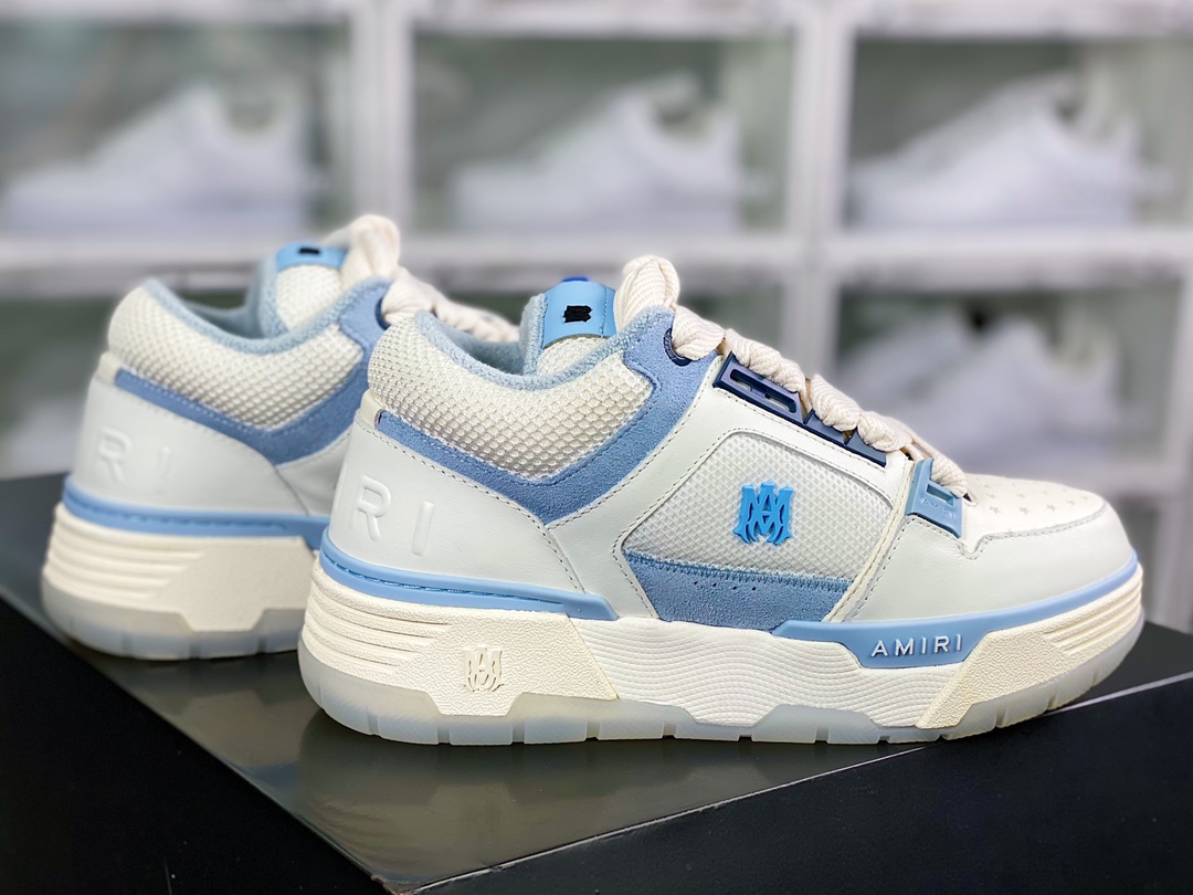 Amiri Stadium Low-Top Sneakers Sports Series Low Top Sneakers ”Leather White Light Blue” 0400016250759