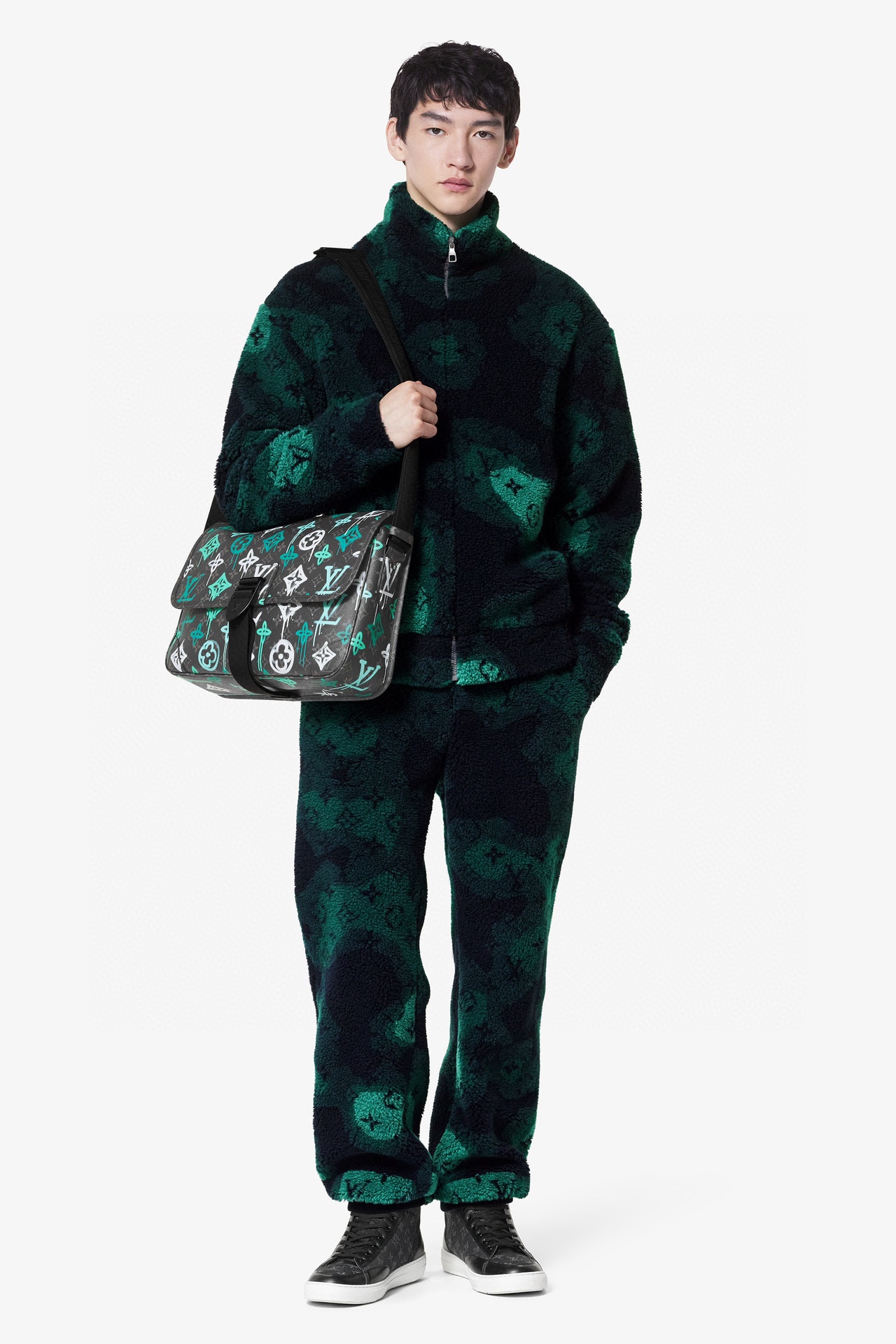Louis Vuitton /路易威登2022ss 秋季新款 Monogram Camo绒面束腰羊羔毛夹克外套