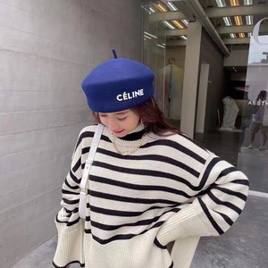 Celine Hats Berets Black Blue Khaki Wool Fall/Winter Collection