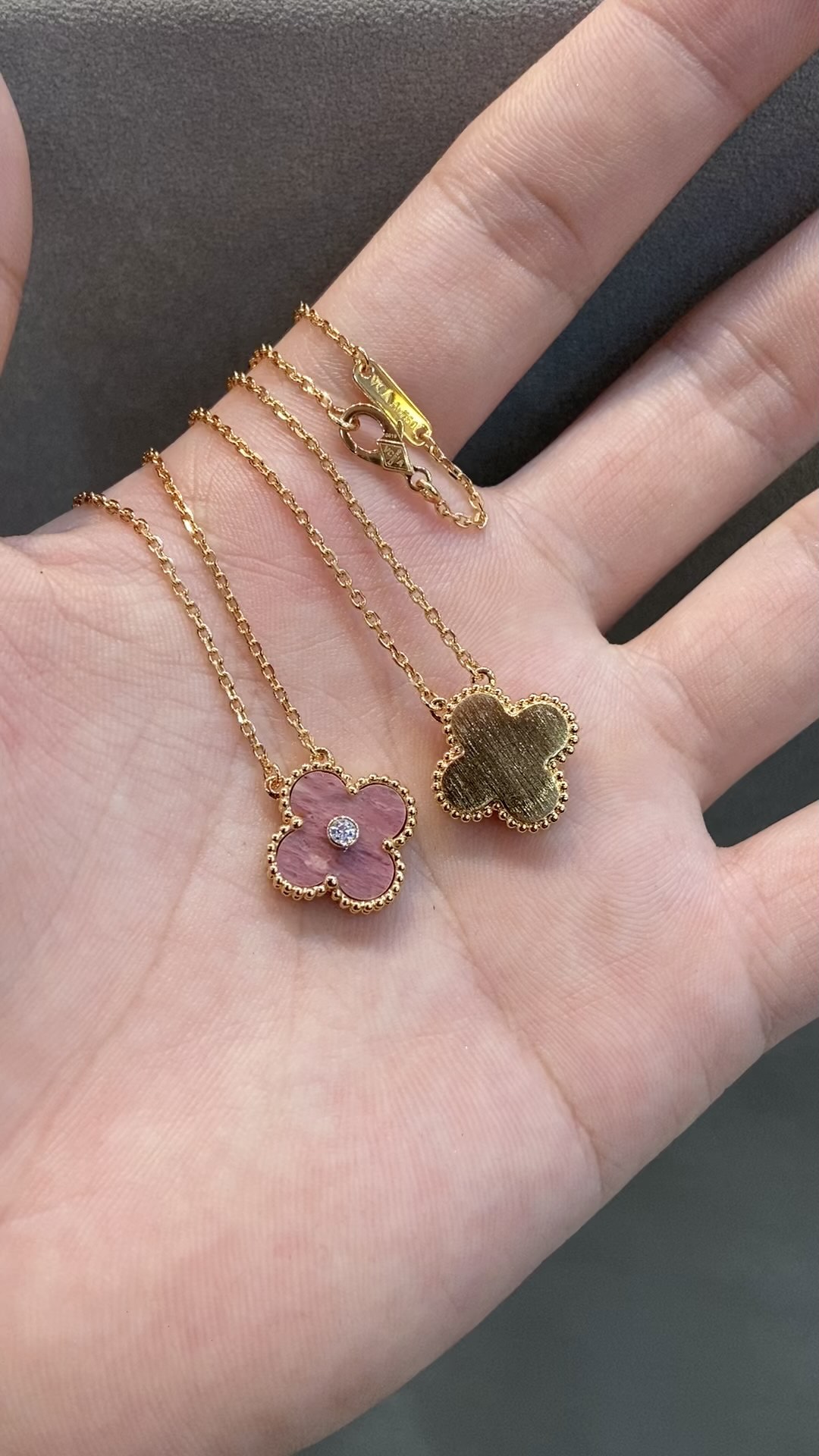 Van Cleef & Arpels vca蔷薇石四叶草项链