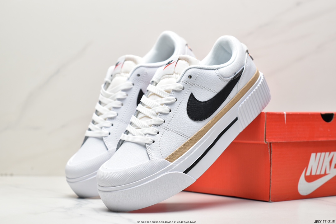 150 耐克 Nike Court Legacy Cnvs Mid 厚底皮面低帮休闲板鞋