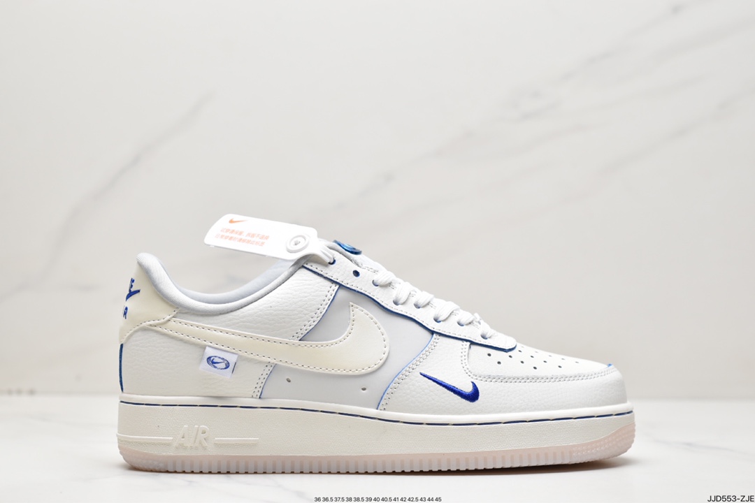 130 NIKE Air Force 1 '07 Low QS”Sail White/Blue Mini Swoosh”空军一号经典低帮 FB1839-111