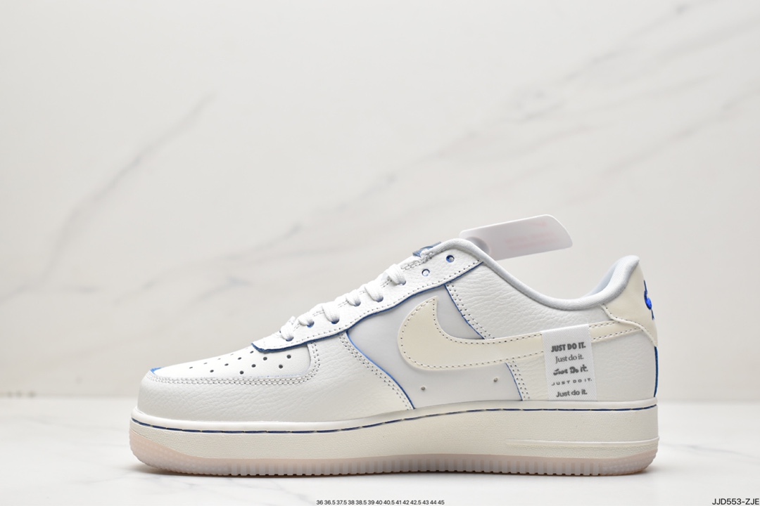130 NIKE Air Force 1 '07 Low QS”Sail White/Blue Mini Swoosh”空军一号经典低帮 FB1839-111