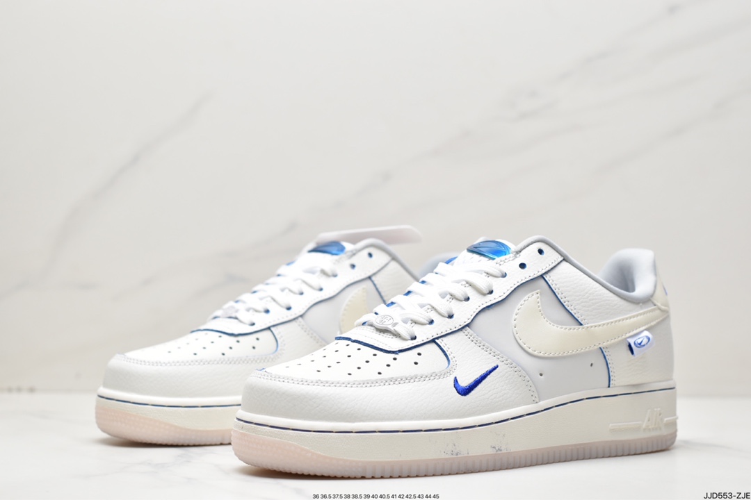 130 NIKE Air Force 1 '07 Low QS”Sail White/Blue Mini Swoosh”空军一号经典低帮 FB1839-111