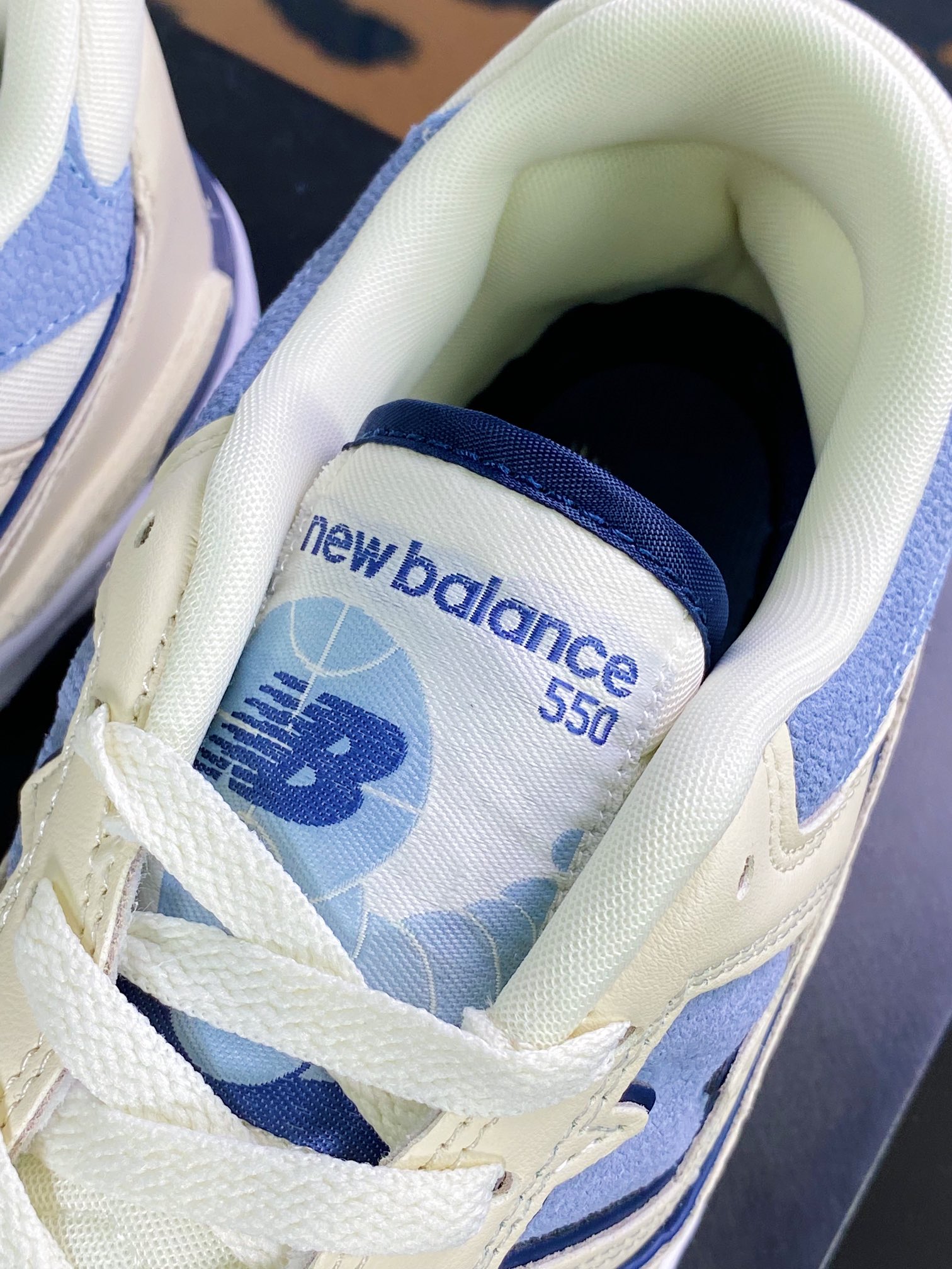 NB BB550 Series Classic Retro Low Top Casual Sports Basketball Shoes ”Leather Milky White Washed Blue” BB550PLA