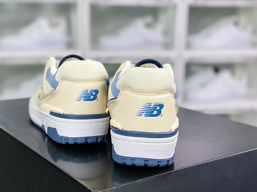 NB BB550 Series Classic Retro Low Top Casual Sports Basketball Shoes ”Leather Milky White Washed Blue” BB550PLA