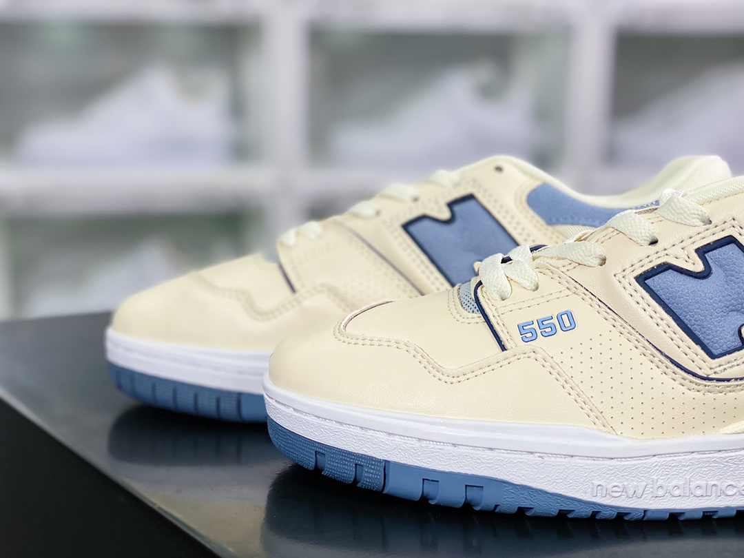 NB BB550 Series Classic Retro Low Top Casual Sports Basketball Shoes ”Leather Milky White Washed Blue” BB550PLA