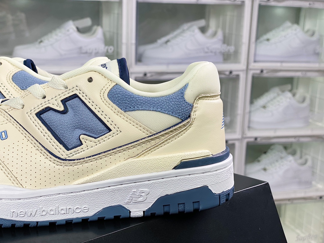 NB BB550 Series Classic Retro Low Top Casual Sports Basketball Shoes ”Leather Milky White Washed Blue” BB550PLA