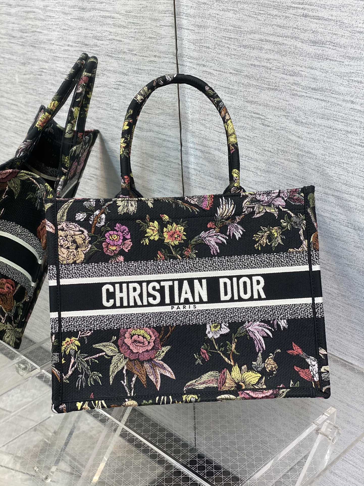 Dior Medium Tote Embroidered Garden Handbag