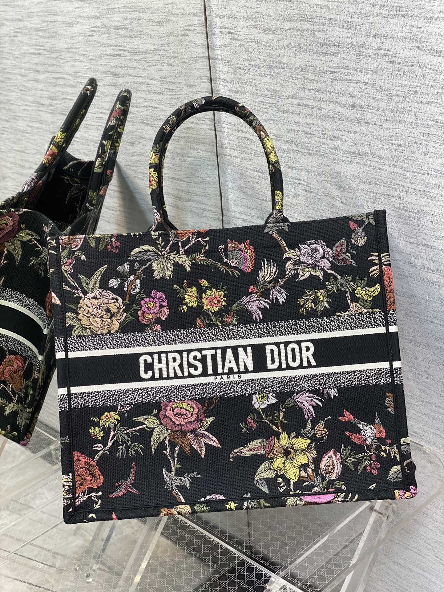 DIOR Large Tote Granville Garden Peony Embroidery Handbag