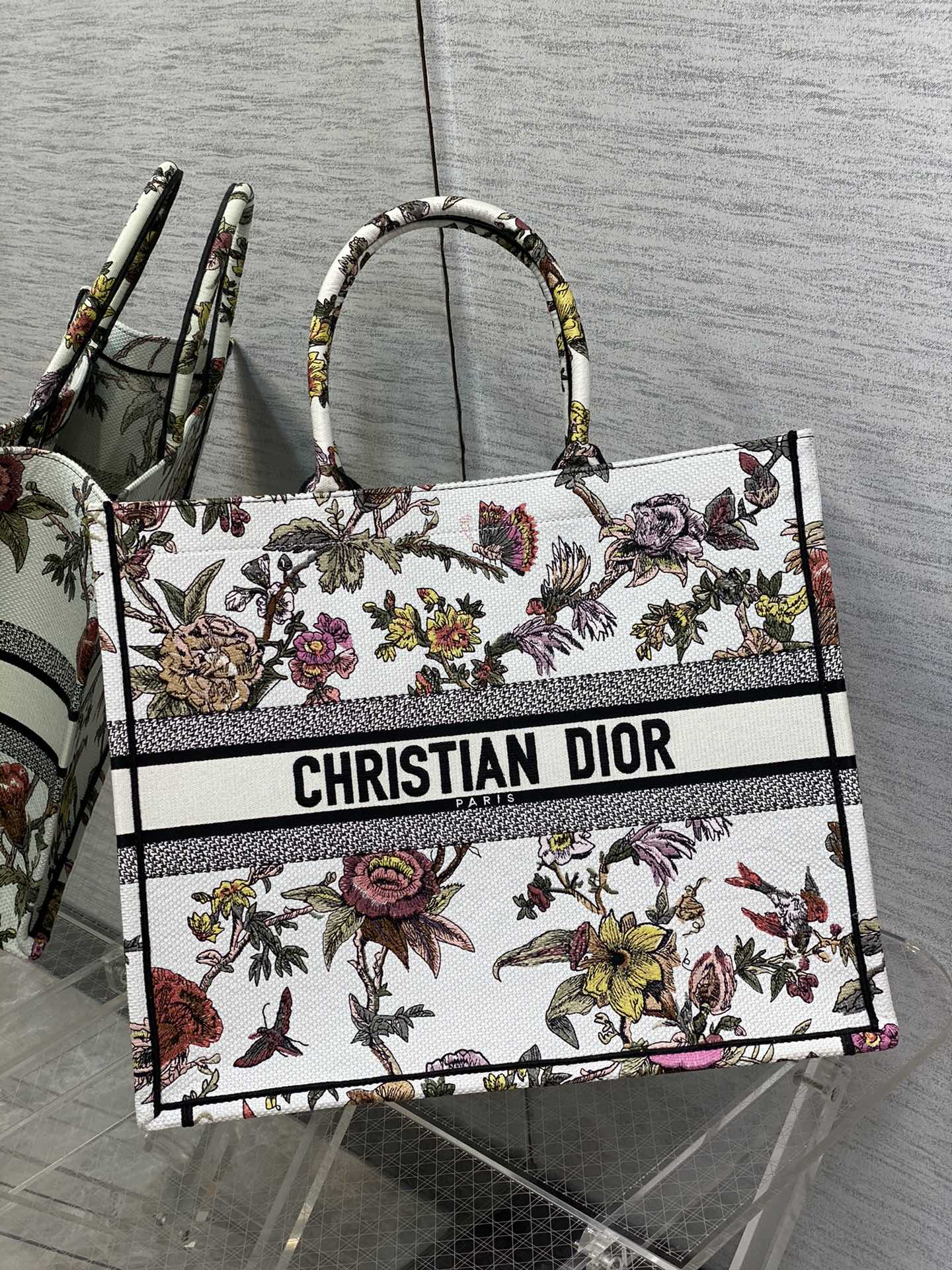 DIOR Large Tote Granville Garden Peony Embroidery Handbag