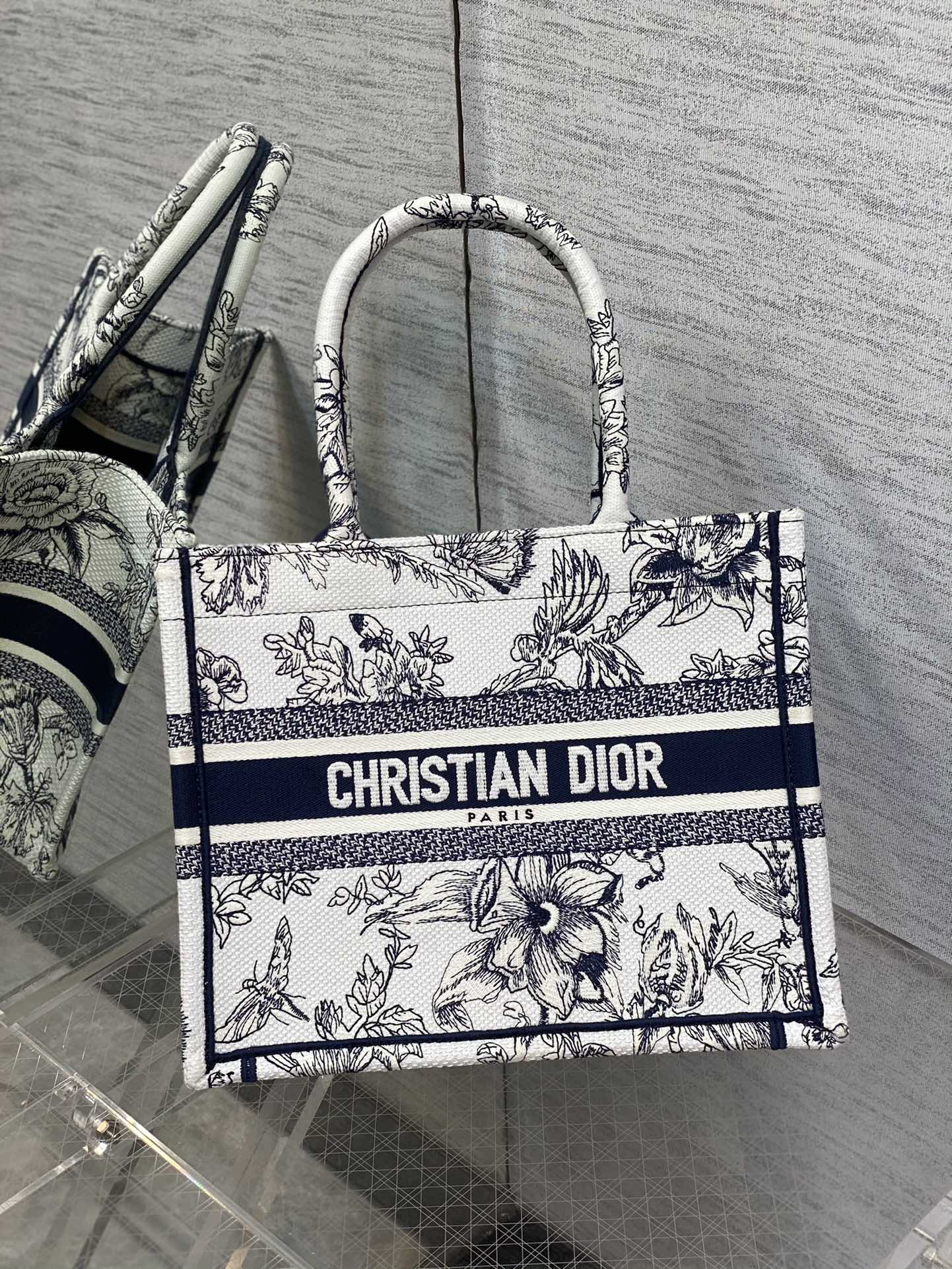 Dior Book Tote Small Embroidered Handbag