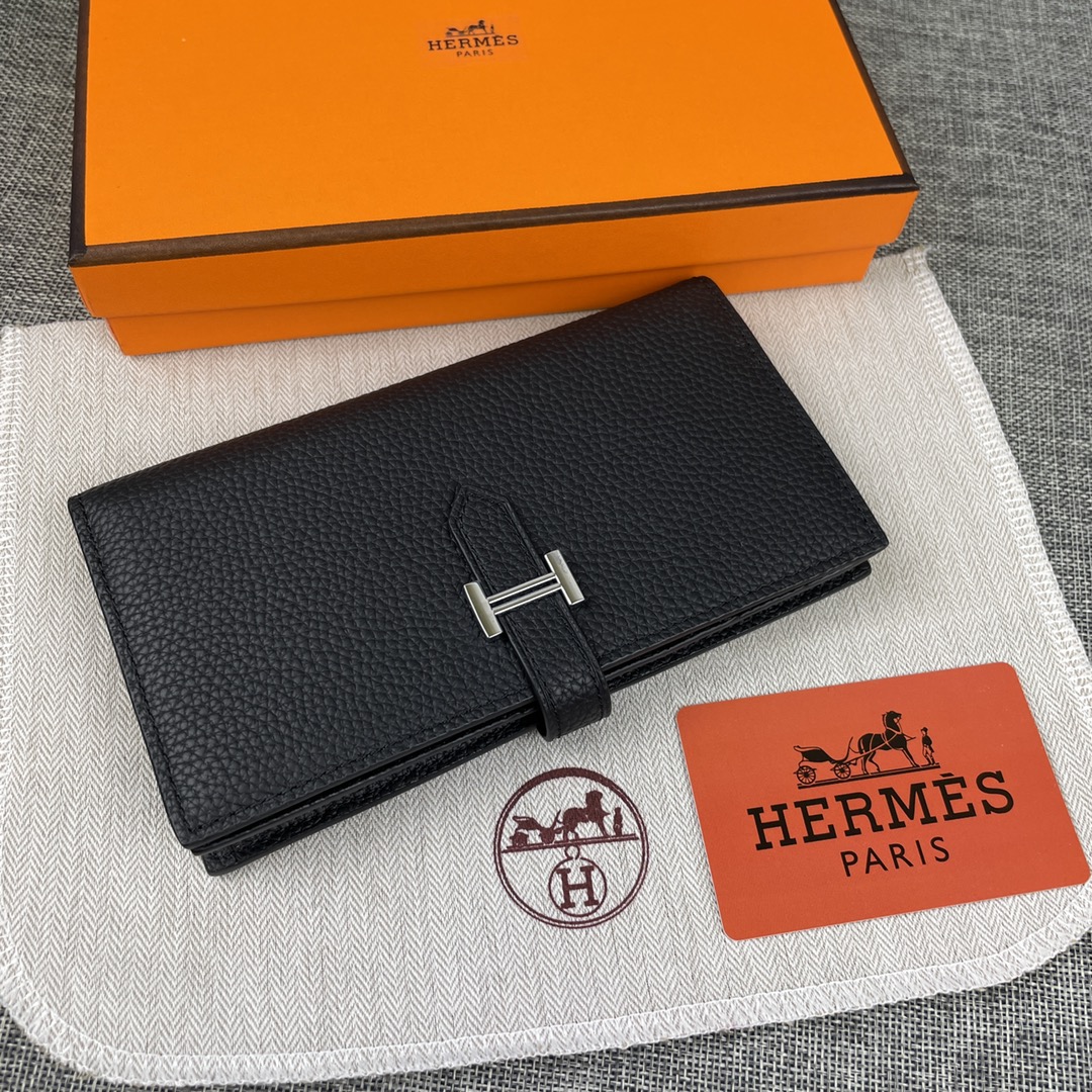 【Hermes 原版皮】。
爱马仕女士新款纯色皮革内拉链口袋竖款钱包 
💋专柜对版复刻，内有原厂代工码
