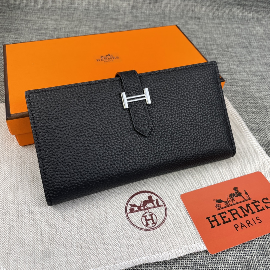 【Hermes 原版皮】。
爱马仕女士新款纯色皮革内拉链口袋竖款钱包 
💋专柜对版复刻，内有原厂代工码
