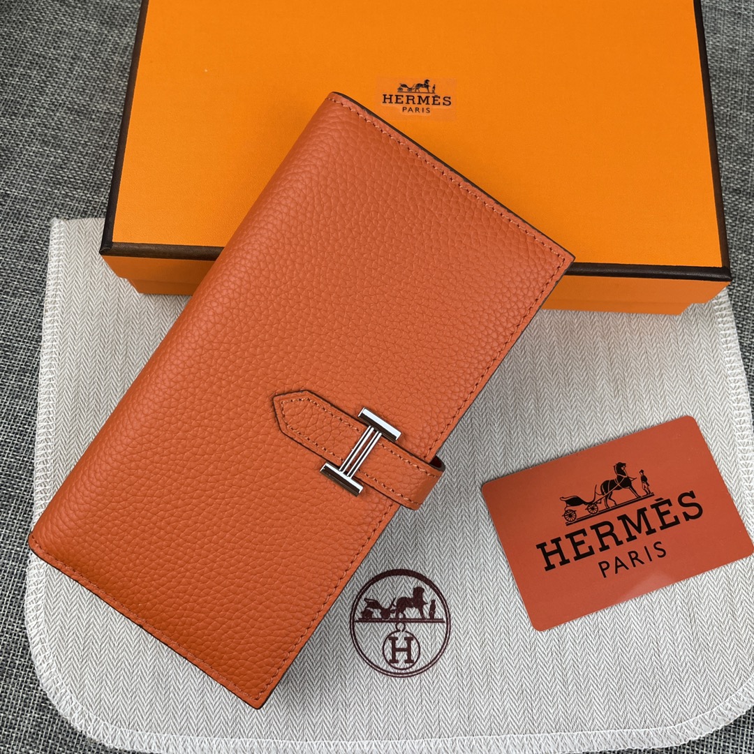 【Hermes 原版皮】。
爱马仕女士新款纯色皮革内拉链口袋竖款钱包 
💋专柜对版复刻，内有原厂代工码
