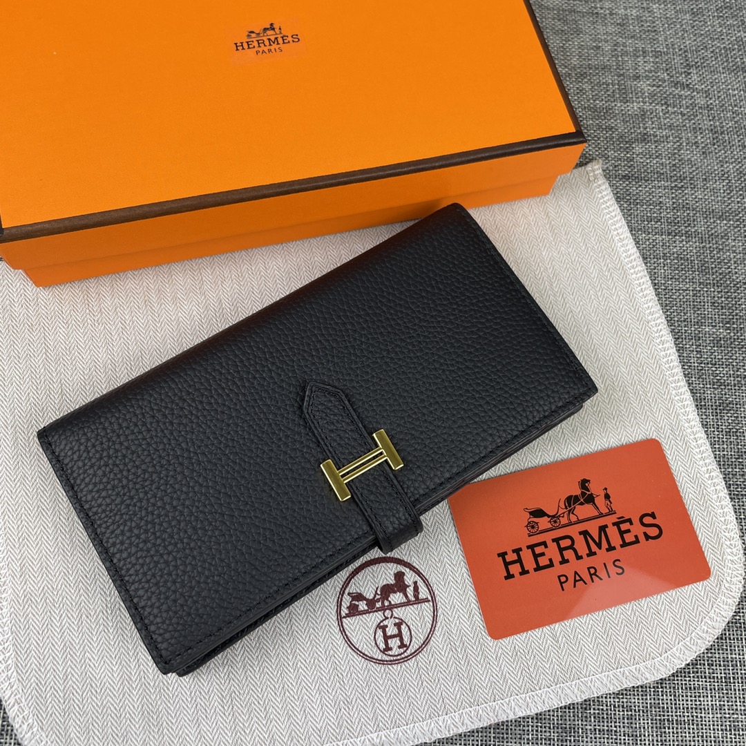 【Hermes 原版皮】。
爱马仕女士新款纯色皮革内拉链口袋竖款钱包 
💋专柜对版复刻，内有原厂代工码
