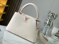 Buy Cheap
 Louis Vuitton LV Capucines Bags Handbags White Weave Gold Hardware Taurillon M21121