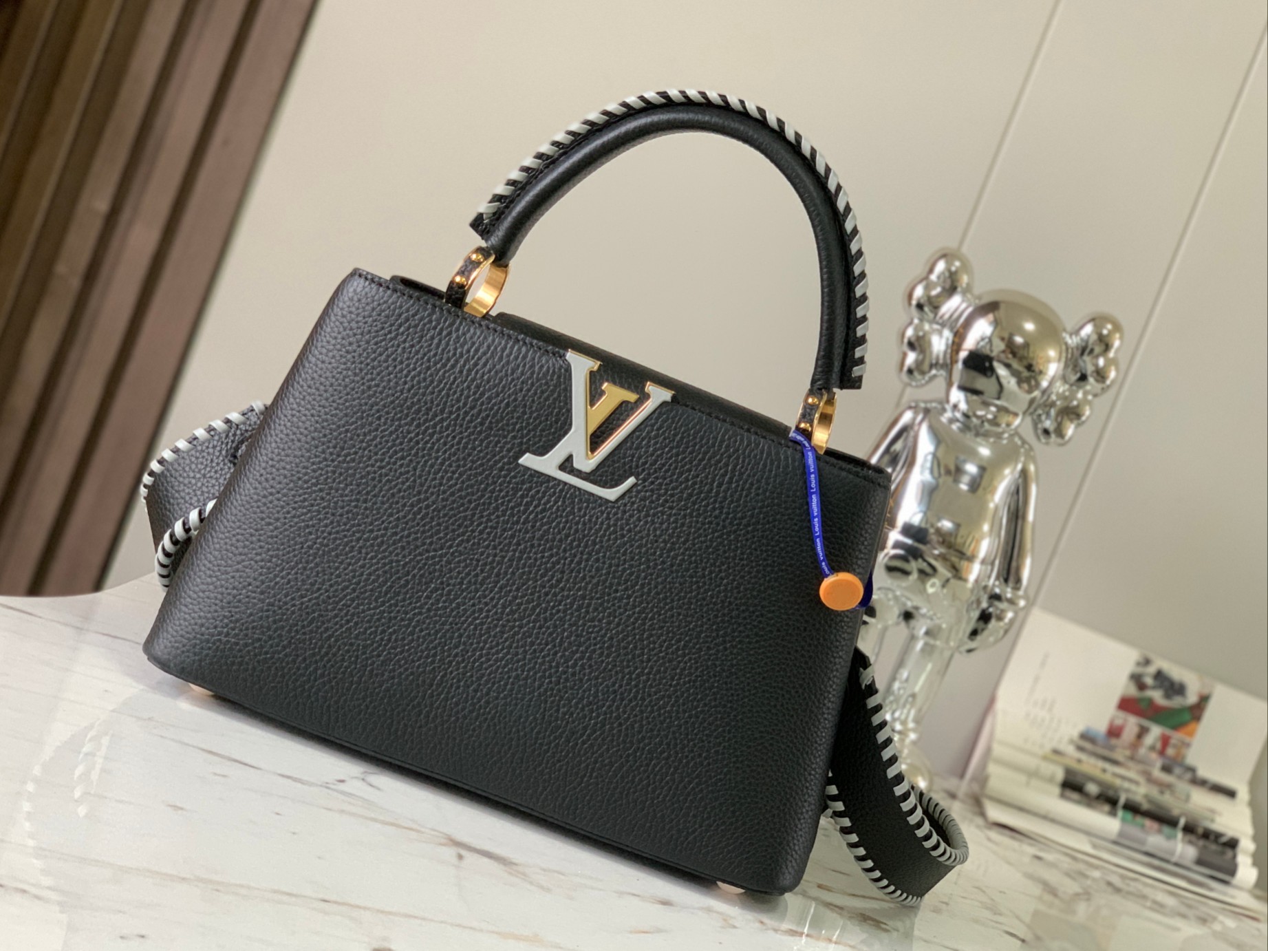 Buy Luxury 2023 
 Louis Vuitton LV Capucines Bags Handbags Black Weave Gold Hardware Taurillon M21121