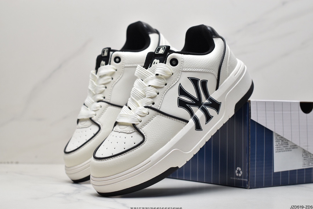 MLB Chunky Liner New York Yankees senior shoe series low top jogging shoes ”leather white black NY print”