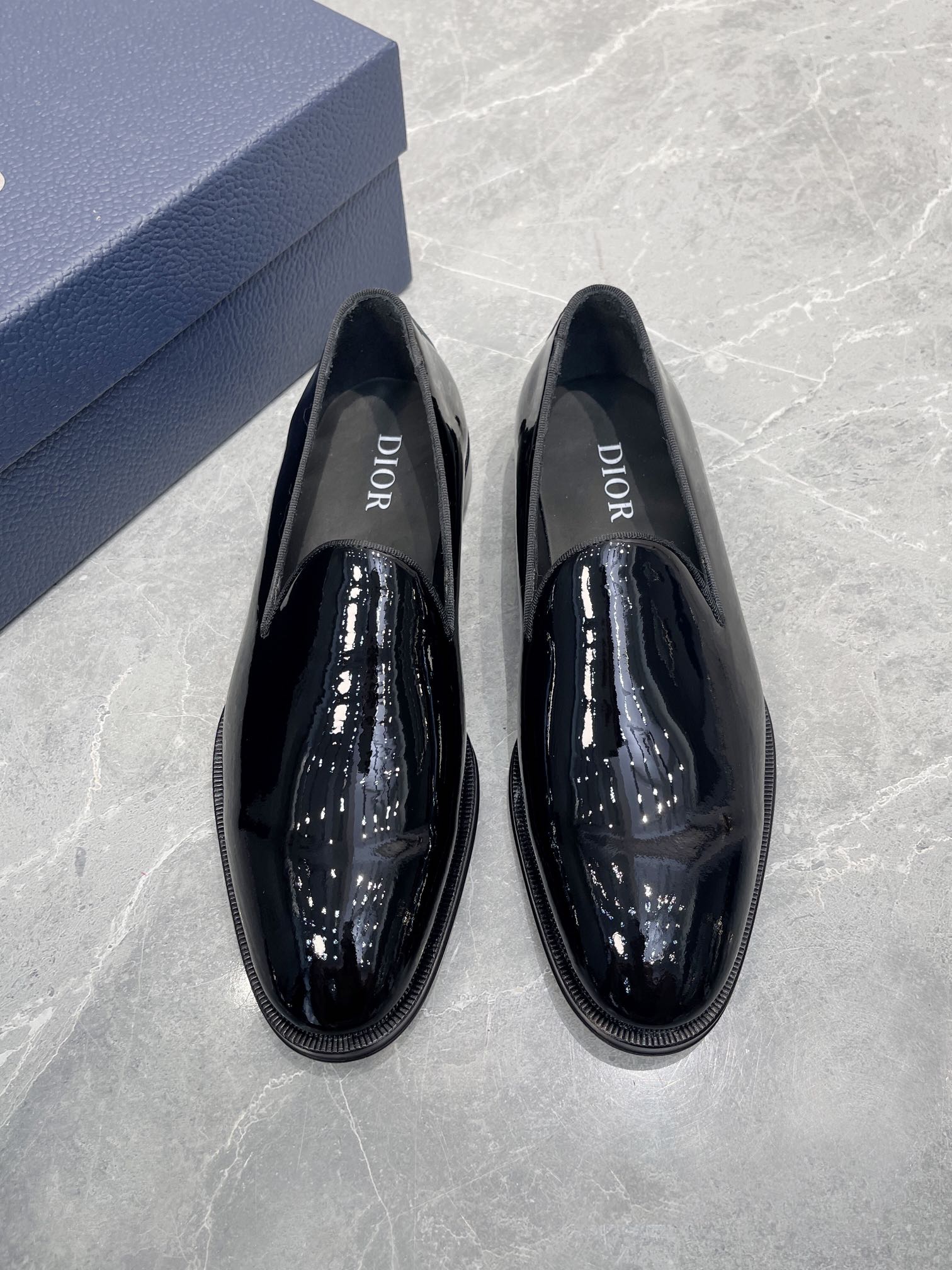 Dior Shoes Plain Toe Men Cowhide Genuine Leather Patent Casual