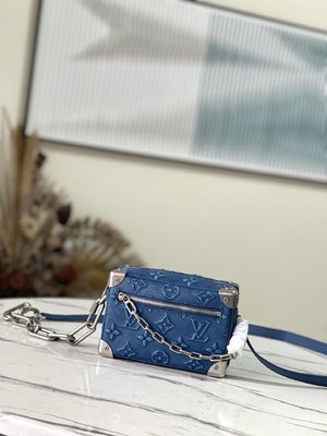 Louis Vuitton LV Soft Trunk Bags Handbags Blue Printing Cowhide Chains M21368