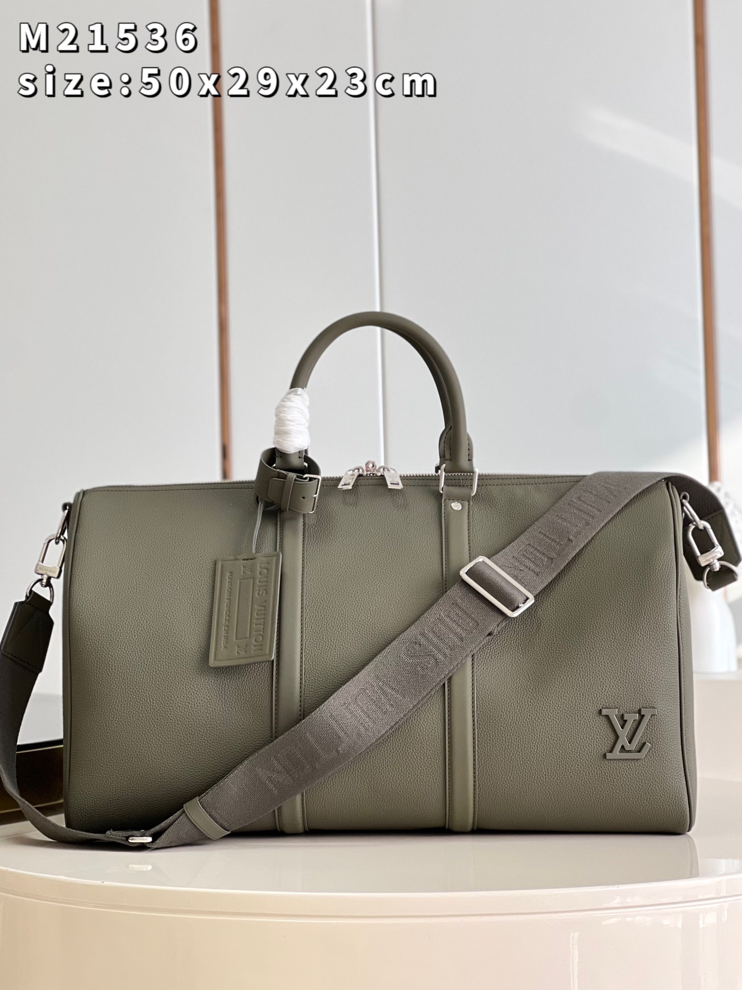 Louis Vuitton LV Keepall Travel Bags Green Khaki Cowhide M21536