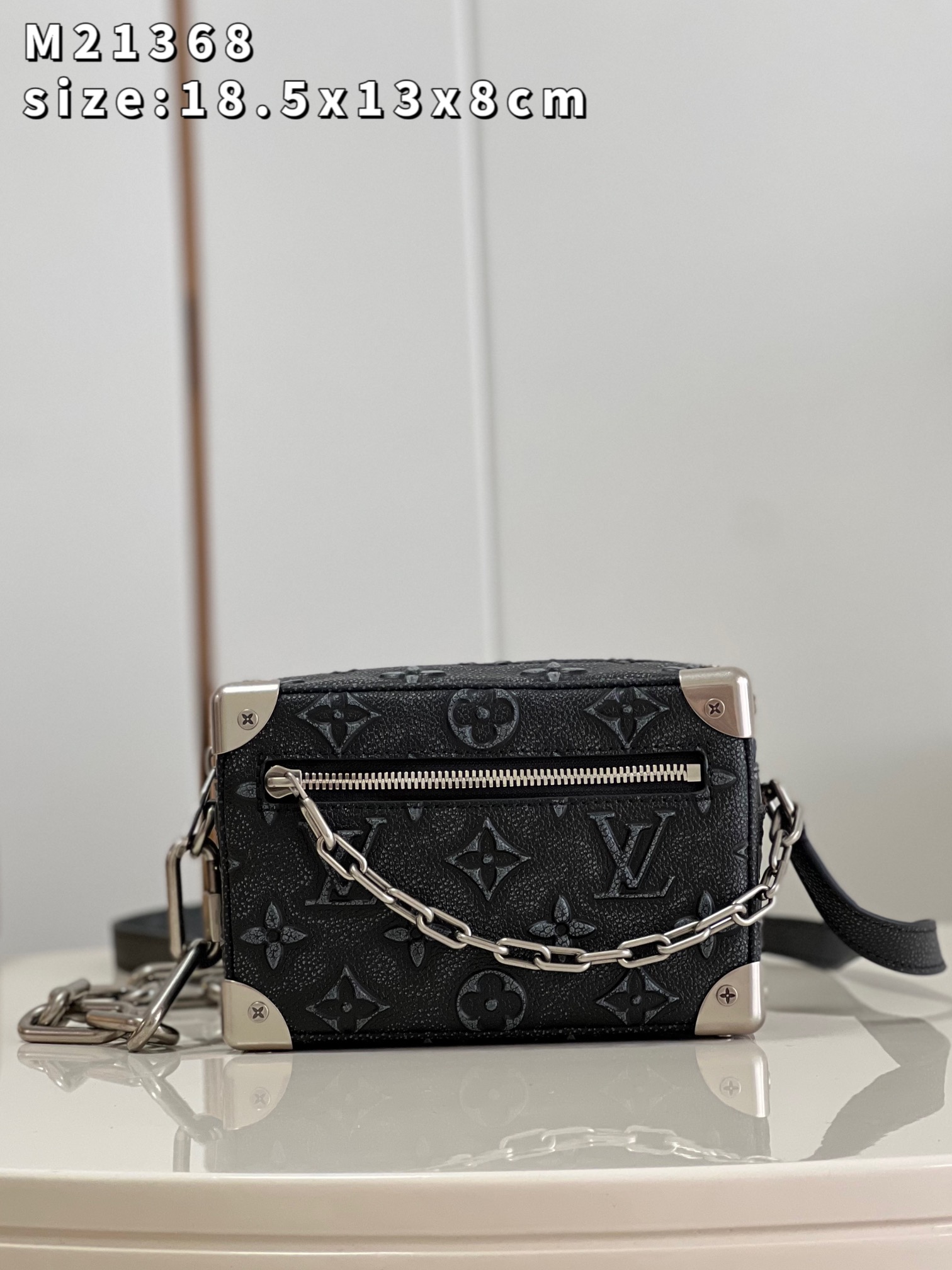 Louis Vuitton LV Soft Trunk Bags Handbags Black Printing Cowhide Chains M21368